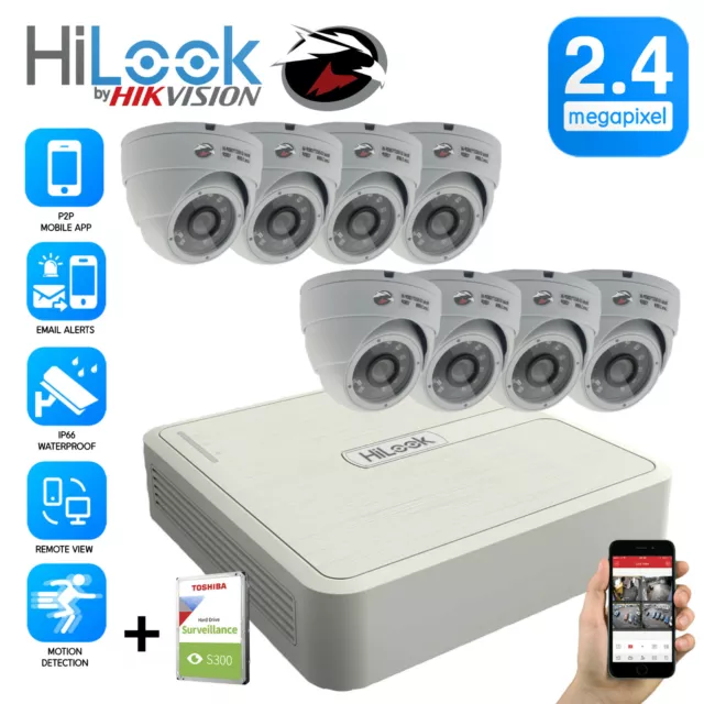 Hikvision Hilook Cctv System Hdmi Dvr Dome Night Vision Outdoor Camera Full Kit