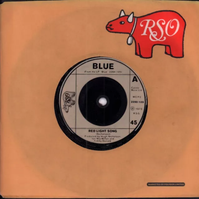 Blue (70's Pop/Rock Group) Red Light Song 7" vinyl UK Rso 1973 company sleeve