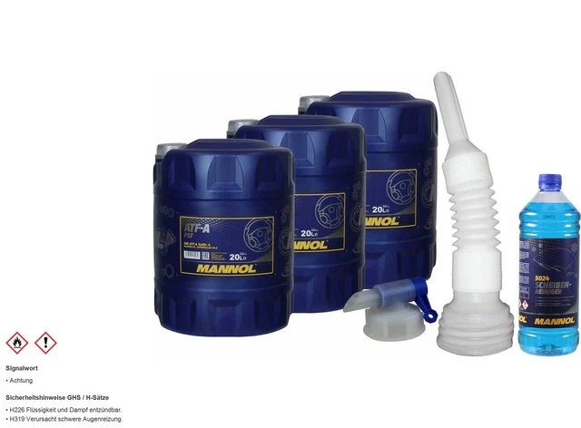 60L mannol Huile Hydraulique Atf-A Psf Fluid Oil Incl. Robinet de Vidange Tuyau