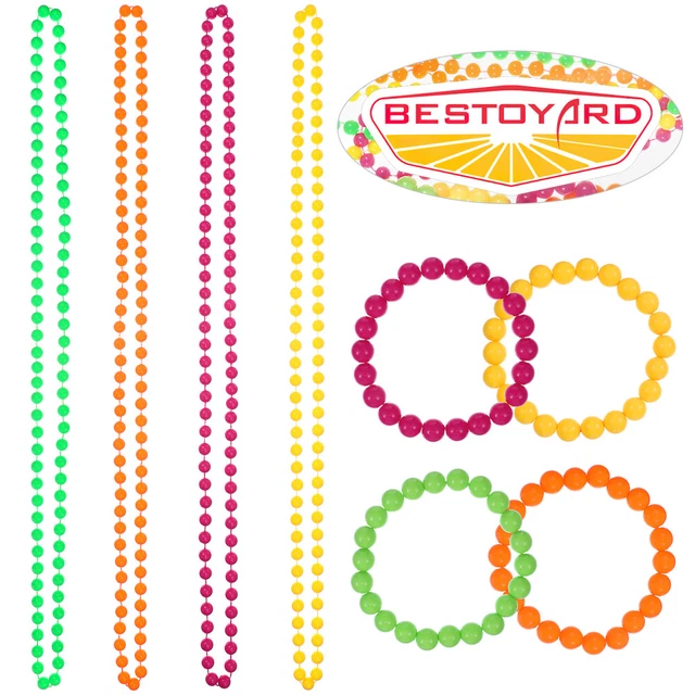 8 PCS Colliers de perles de néon et bracelets Chaînes perlées Party Habit-up 10