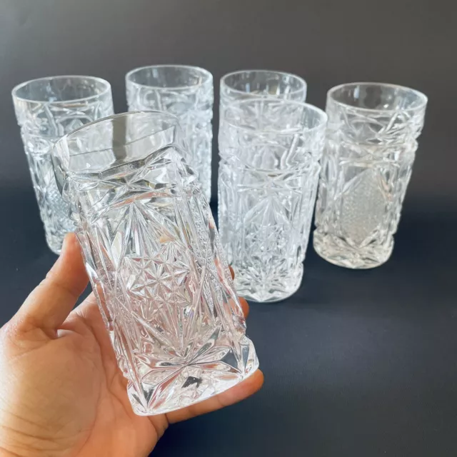 🔴 set 6 bicchieri in cristallo massiccio tipo Baccarat Saint Louis anni 70