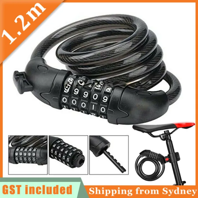 Bike Bicycle Cycling Lock 5-Digit Combination Security steel Cable Hard Lock AU