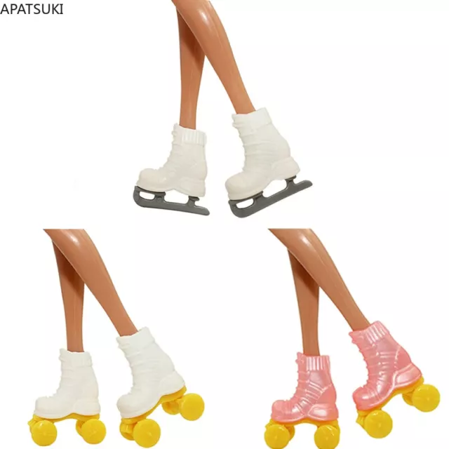 Multi-Stil Schlittschuhe für Barbie-Puppen Mode rosa weiß Rollschuhlaufen Schuhe