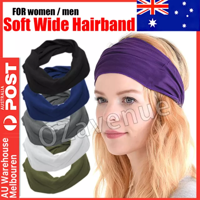 AU Running Soft Wide Hairband Yoga Elastic Stretch Headband Turban Head Wrap