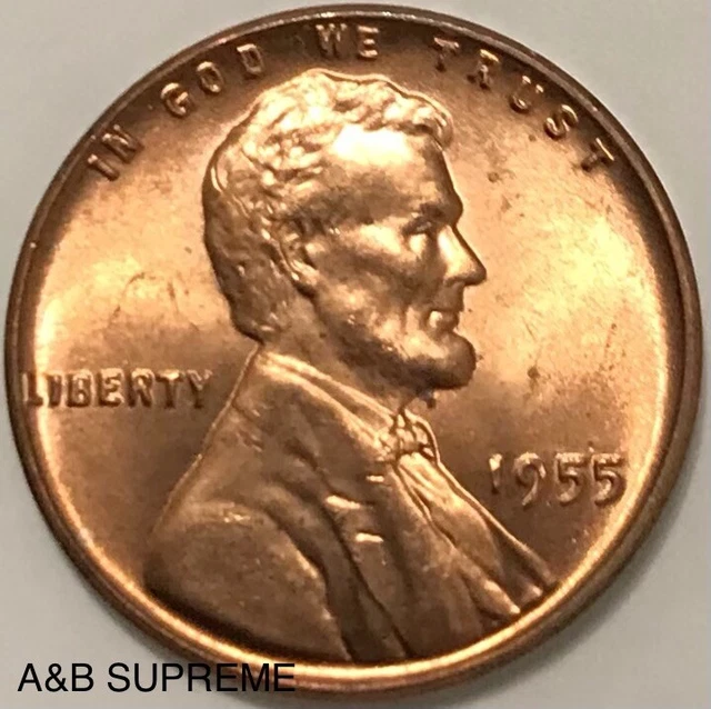 1955 Lincoln Wheat Cent Bronze Penny Gem Bu Uncirculated