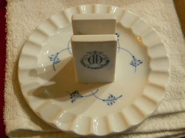 Vintage Hotel D'Angleterre ashtray/ lighter holder-marked Denmark-Copenhagen-HTF