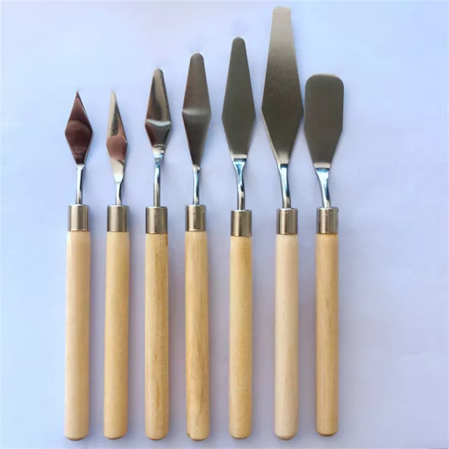 Wooden Stainless Spatula Palette Oil Painting Mixing Scraper Artist Crafts Tool