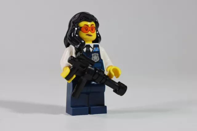 LEGO® City Police Minifigure Lady Officer SWAT Team Heavy Gun Cap Black Hair
