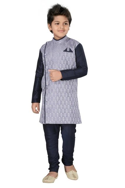 Eid BOYS wedding Sherwani Suit Kurta Pyjama partywear Indian grey navy blue