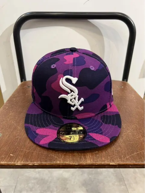 BAPE A BATHING APE x MLB x NEW ERA White Sox 59Fifty Cap BAPE CAMO Limited 7 1/2