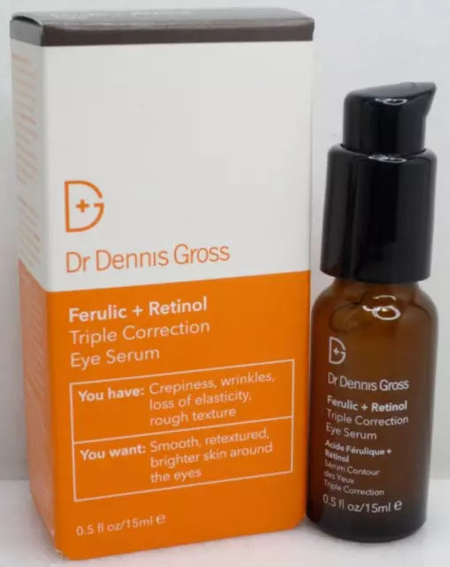 Dr. Dennis Gross Ferulic + Retinol Triple Correction Eye Serum 0.5 oz New in Box