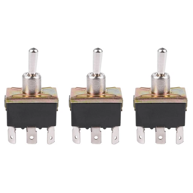 3X AC 250V/10A 125V/15A DPDT 3 Position ON/OFF/ON 6 Pins Toggle Switch BlackF7T5