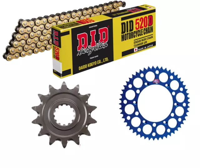 New DID Gold Chain And Blue Renthal Sprocket Kit YZ YZF WRF 125 250 400 426 450