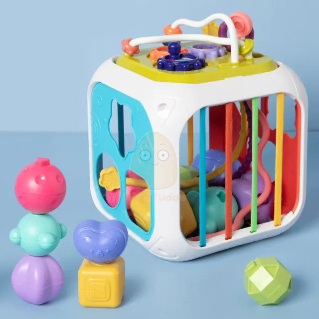 Baby Sensory Shape Sorter Blocks Toy First Year Montessori Developmental Toys