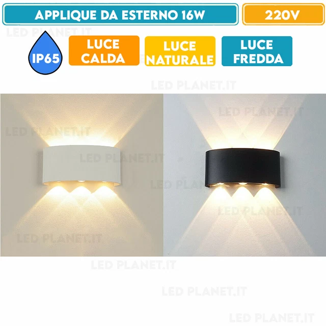 Plafoniera Led Da Esterno Doppia Luce Ip65 A Parete Muro 16W Lampada Applique