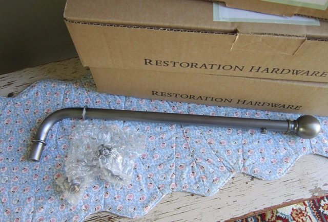 4 Restoration Hardware Swing Arm Curtain Rods Antique Silver Finish MIB 2