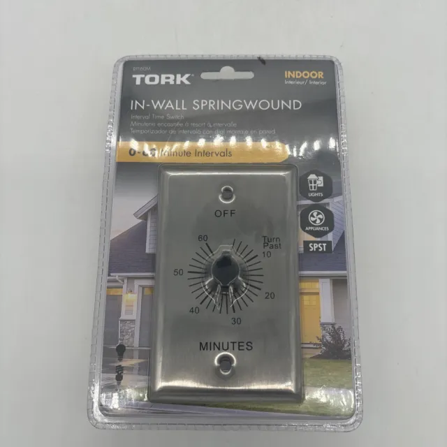 Tork In-Wall Interval Timer Switch, Range 0-60 Minutes SpringWound RFF60M Indoor
