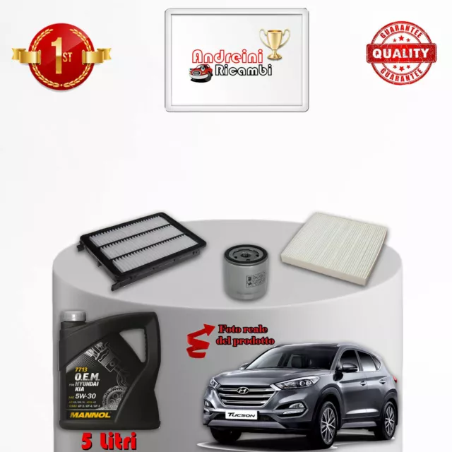 Kit Tagliando 3 Filtri E Olio Hyundai Tucson Ii 1.6 T-Gdi 130Kw 177Cv Dal 2015 >