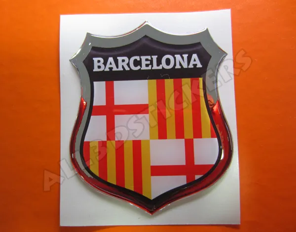 Pegatina Emblema 3D Relieve Bandera Barcelona Ciudad - Todas las Banderas MUNDO