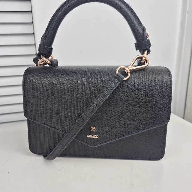 MIMCO D-VINE BLACK Leather and Rose Gold Top Handle Crossbody Bag