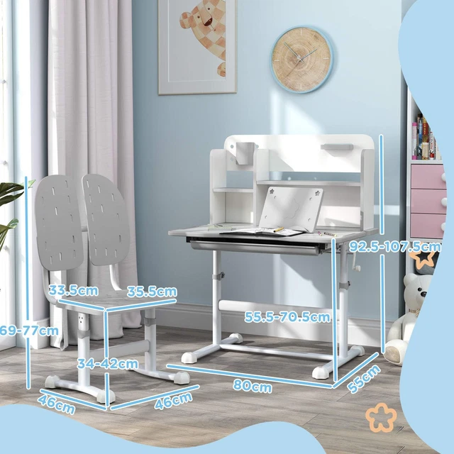 AIYAPLAY HEIGHT ADJUSTABLE Kids Desk and Chair Set, Children School
