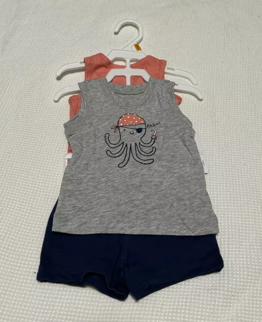 Carters Baby Boy 3 Piece Knit Outfit With Octopus Size NB NWT