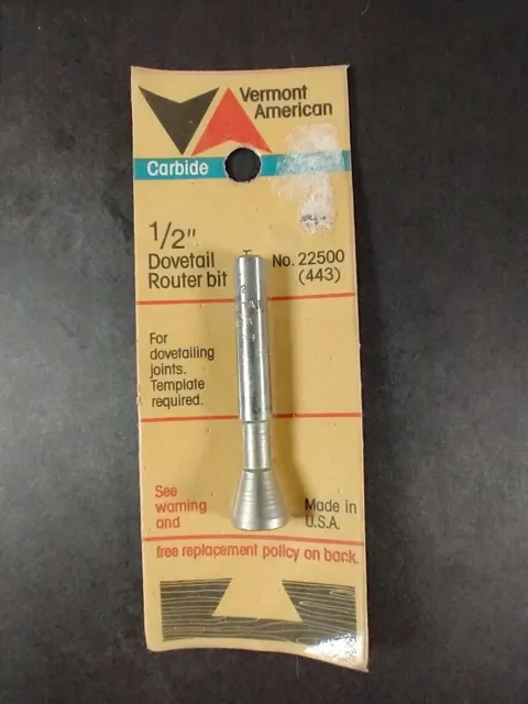 Vermont American 22500 1/2" Dovetail Carbide Tipped Dovetail Router Bit NEW