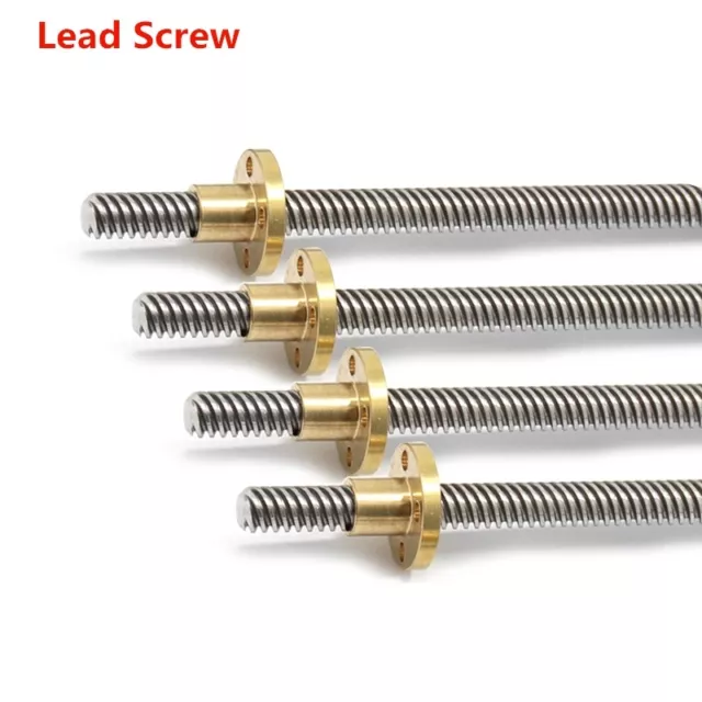 T10x2 Lead Screw Trapezoidal ACME Threaded Rod Lead Screw w Brass Nut L100-550mm