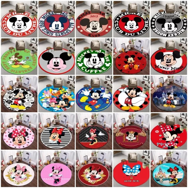 Disney Cartoon Mickey Minnie Mouse Round Floor Rug Carpet Chair Mats Doormat UK