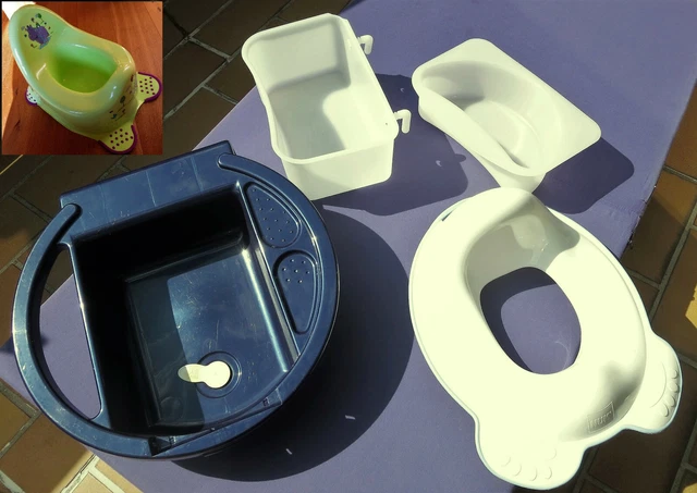Rotho Kiddy Kinderwaschbecken+NUK Toilettenaufsatz+Ikea Babywaschschale+Töpfchen