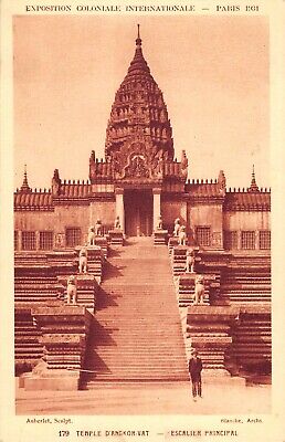 Cpa 75 Paris Exposition Coloniale Temple D'angkor Vat Escalier Principal
