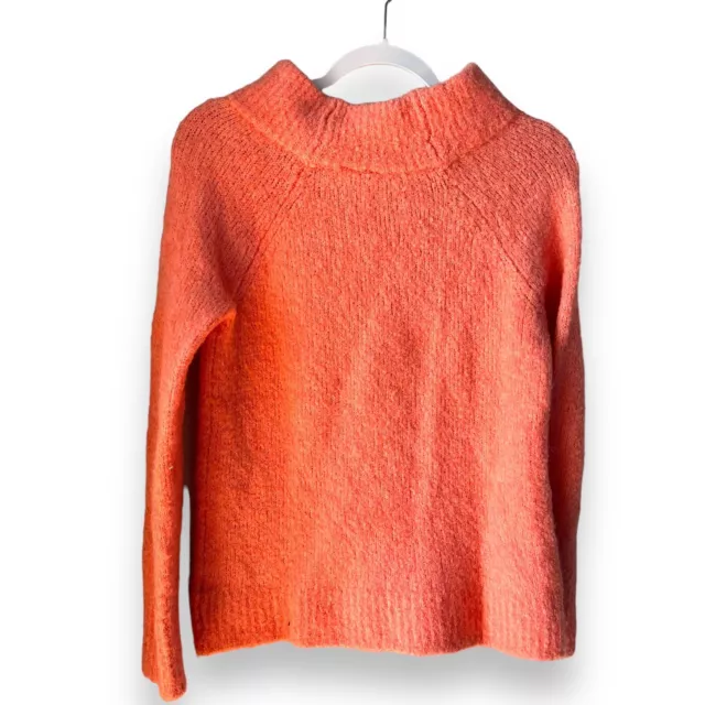 Anthropologie Moth Boucle Wool Alpaca Blend Mock Neck Sweater Sz XS Coral Pink 3