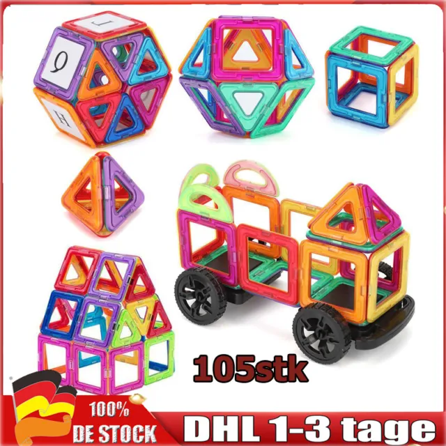 105 tlg Kinder Blocks Magnetic Building Magnetische Bausteine Blöcke Spielzeug W