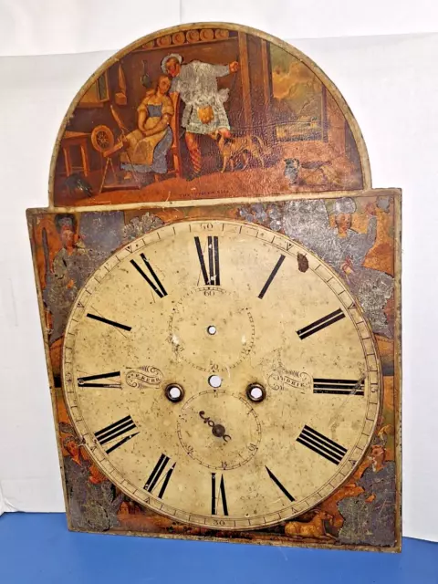 ANTIQUE SCOTTISH GRANDFATHER CLOCK DIAL Wm. P. KERR AIRDRIE "THE STOLEN KISS"