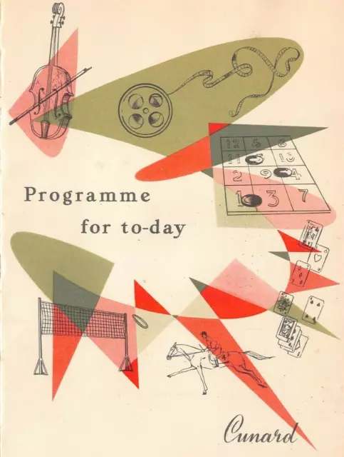 Cunard Line-R M S Mauretania~Programme Of Events For Today~Oct 1 1955