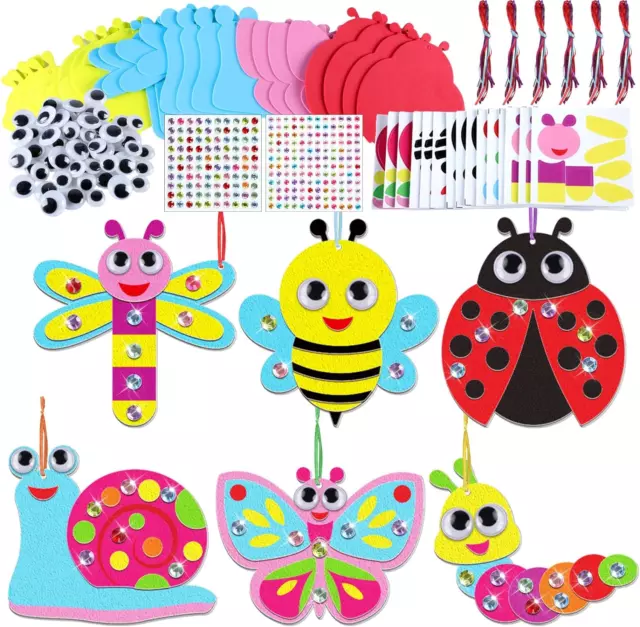 412Pcs Spring Foam Crafts Kit for Kids 24 Sets Bug Foam Paper Arts Gifts with Ma