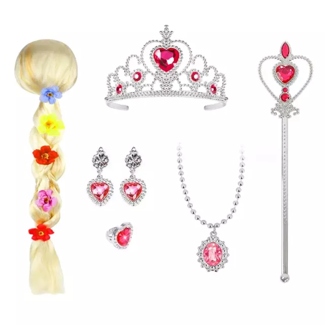 Prinzessin Kostüme Zubehör Set,Prinzessin Perücke Zopf,Prinzessin Perücken 85Cm,