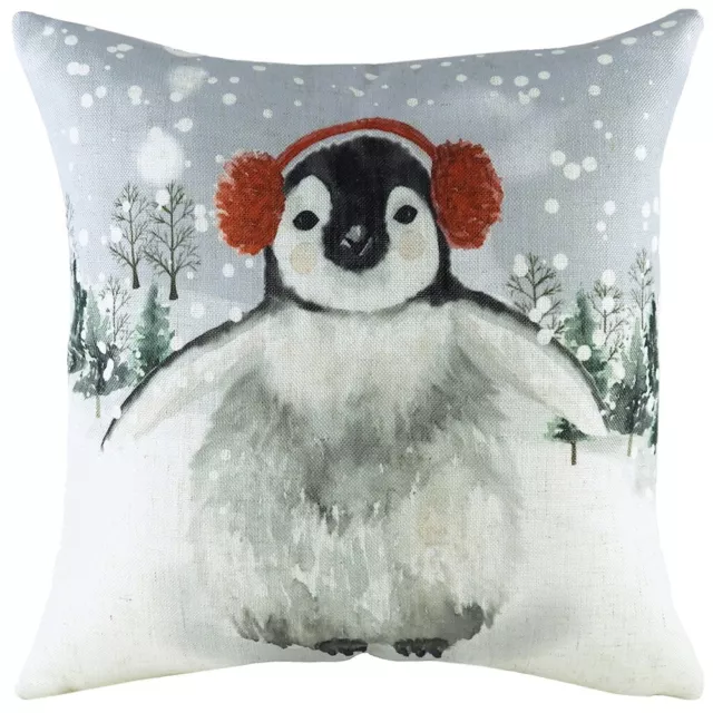 Snowy penguin  cushion covers  by evans lichfield 43cm  x 43cm
