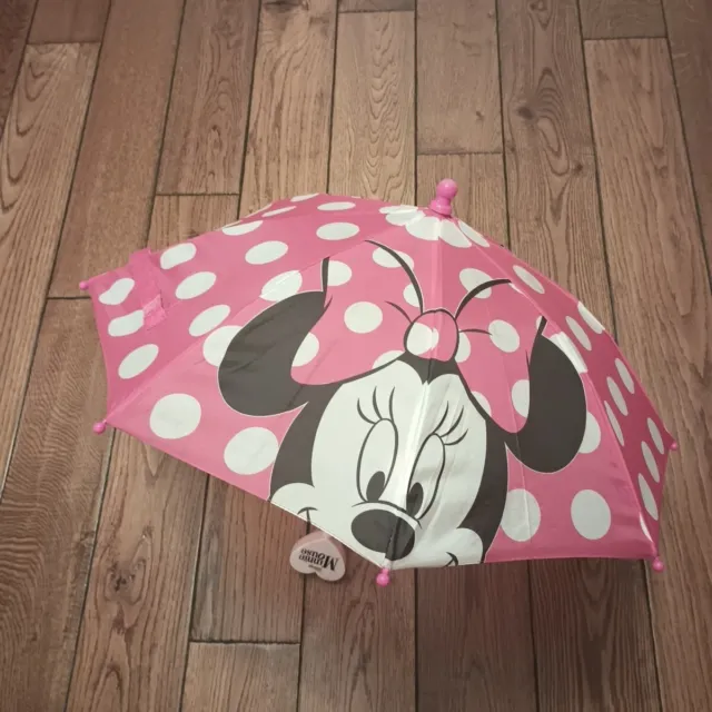 Disney Minnie Mouse Youth Toddler Pink Girl Umbrella 18" Length 26" Diameter