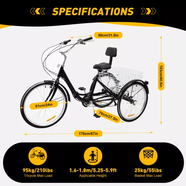 24 inch 3 wheel bike cheap