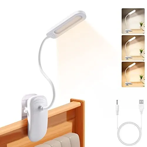 Lampe de bureau à pince USB, 3 couleurs et 10 luminosité réglables, 48 led  flexibles 360, lampe à pince pour lit, lampe de lecture de livre, dimmable  USB C