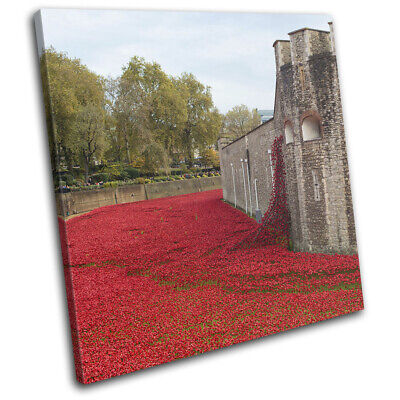 Tower of London Remembers Poppies War City SINGLE CANVAS WALL ART Picture Print