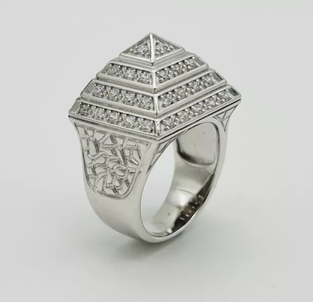 925 Solid Sterling Silver Chunky Diamond Pyramid Ring ALL SIZES