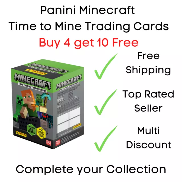 Tarjetas coleccionables Panini Minecraft Time to Mine - Compra 4 obtén 10 gratis - Elige tu tarjeta
