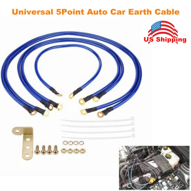 GROUNDING CABLE WIRE Kit 5Point Car Earth Cable System Ground Grounding