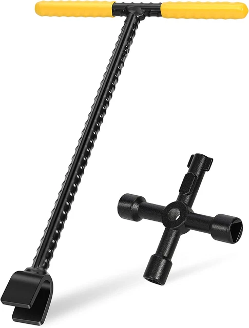 LOSTRONAUT Water Meter Key 12 Inch - Contractor Grade Enforced Steel T-Handle -