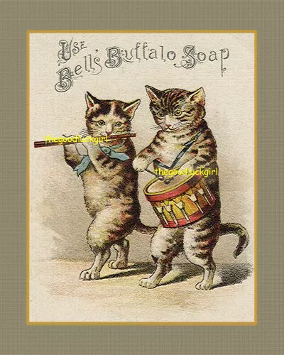 Vintage BELL'S BUFFALO SOAP 8x10 advertisement w/ cats kitten art print picture