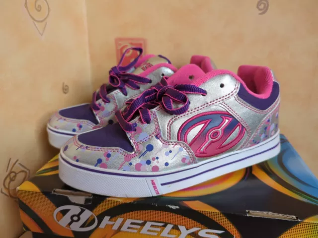 Boxed Heelys Motion Plus Size 4 Pink And Purple Lace Fasten Shoes Worn Once