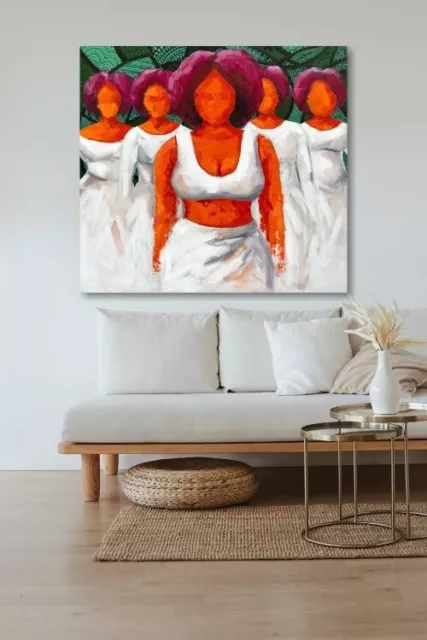 Mintura Hand Made Oil Paintings On Canvas African Women Home Decoration  Wall Art