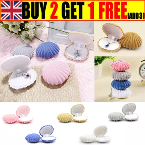 Shell Shape Velvet Display Gift Box Case For Necklace Earrings Jewelry Ring Box